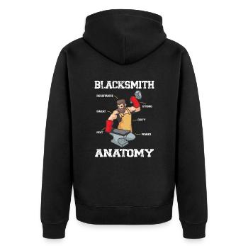 Blacksmith Gear Blacksmith Anatomy Gift Idea - Unisex Premium Bio Zip Hoodie - Schwarz - Hinten - Nico (187cm)