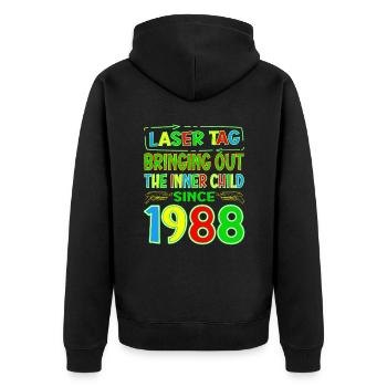 Laser Tag Bringing Out The Inner Child Years Old - Unisex Premium Organic Zip Hoodie - black - Back - Nico (187cm)
