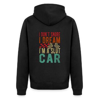 Je ne ronfle pas Je rêve que je suis un coureur de slotcar de voiture à sous - Veste à capuche bio Premium Unisexe - noir - Dos - Nico (187cm)