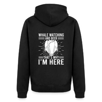Whale Watching And Beer Whales Aquarist Scientist - Unisex Premium Bio Zip Hoodie - Schwarz - Hinten - Nico (187cm)