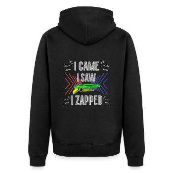 I Came I Saw I Zapped Laser Tag Player - Unisex Premium Organic Zip Hoodie - black - Back - Nico (187cm)
