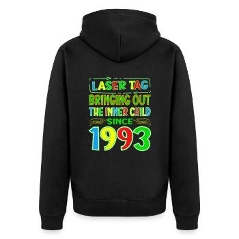 Laser Tag Bringing Out The Inner Child Years Old - Unisex Premium Organic Zip Hoodie - black - Back - Nico (187cm)