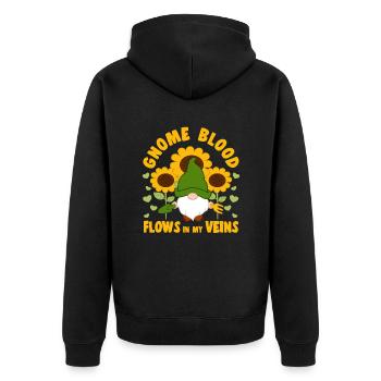 Gnome Blood Flows In My Veins Yard Garden Gnome - Unisex Premium Bio Zip Hoodie - Schwarz - Hinten - Nico (187cm)