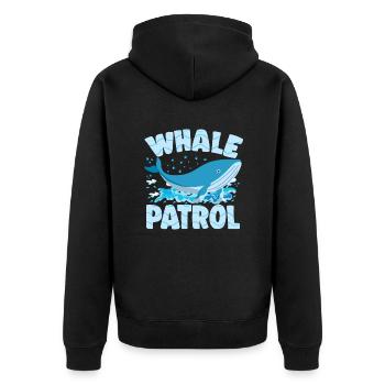 Whale Patrol Funny Whales Lover Marine Scientist - Unisex Premium Bio Zip Hoodie - Schwarz - Hinten - Nico (187cm)