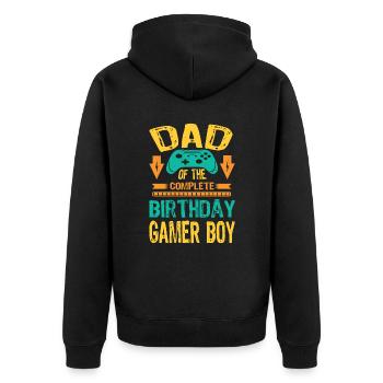 Dad Of the Birthday Gamer Boy gift Idea - Unisex Premium Organic Zip Hoodie - black - Back - Nico (187cm)