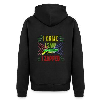 I Came I Saw I Zapped Laser Tag Player Gifts - Unisex Premium Organic Zip Hoodie - black - Back - Nico (187cm)