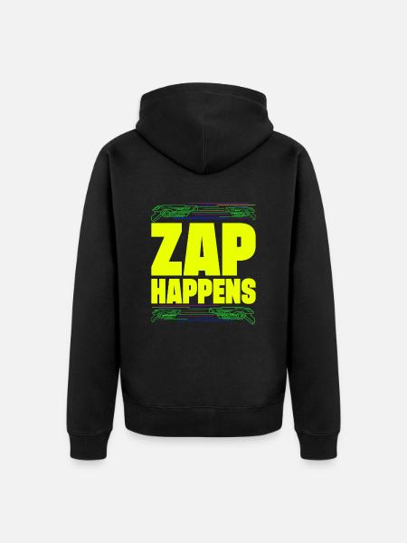 Zap Happens Laser Tag Player Funny Gift Idea - Unisex Premium Organic Zip Hoodie - black