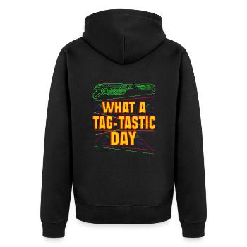 Don't Worry Laser Tag Legend Is On Your Side Laser - Unisex Premium Organic Zip Hoodie - black - Back - Nico (187cm)