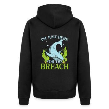 I ́m Just Here For The Breach Whale Lover Scientist - Unisex Premium Organic Zip Hoodie - black - Back - Nico (187cm)