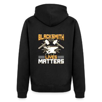 Blacksmith Lives Matters Metalsmith Gift Idea - Unisex Premium Bio Zip Hoodie - Schwarz - Hinten - Nico (187cm)