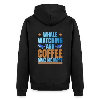 Whale Watching & Coffee Make Me Happy Whale Lover - Unisex Premium Organic Zip Hoodie - black - Back - Nico (187cm)