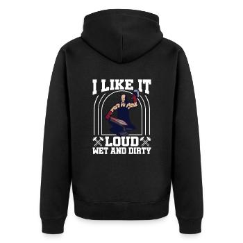 I Like It Loud Wet And Dirty Metalsmith Design - Unisex Premium Organic Zip Hoodie - black - Back - Nico (187cm)