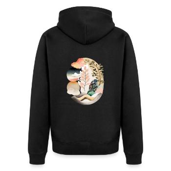 Œuf Japandi, design rond dans le style japandi - Veste à capuche bio Premium Unisexe - noir - Dos - Nico (187cm)