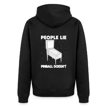 People Lie Pinball Doesn`t Pinball GIft Idea - Unisex Premium Bio Zip Hoodie - Schwarz - Hinten - Nico (187cm)