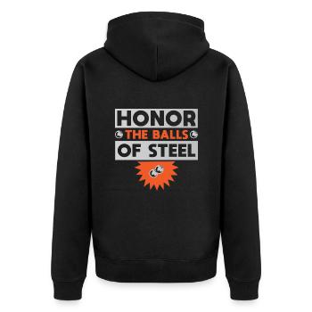Honor The Balls Of Steel Pinball Player Gift - Unisex Premium Bio Zip Hoodie - Schwarz - Hinten - Nico (187cm)