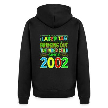 Laser Tag Bringing Out The Inner Child Years Old - Unisex Premium Organic Zip Hoodie - black - Back - Nico (187cm)