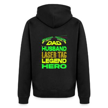 Dad Husband Laser Tag Legend Hero Laser Tag Player - Unisex Premium Bio Zip Hoodie - Schwarz - Hinten - Nico (187cm)