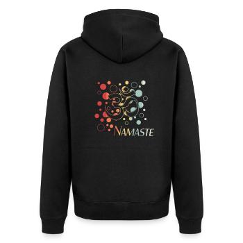 Namaste Yoga - Unisex Premium Bio Zip Hoodie - Schwarz - Hinten - Nico (187cm)