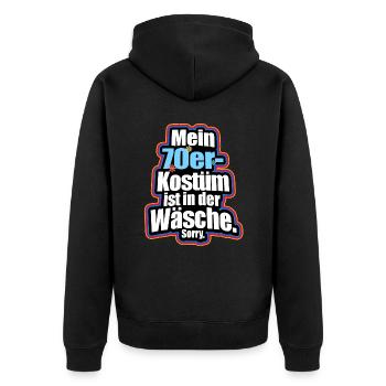 Mein 70er Jahre Kostüm In Der Wäsche Motto Party - Unisex Premium Bio Zip Hoodie - Schwarz - Hinten - Nico (187cm)