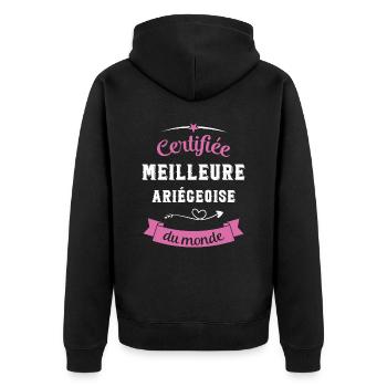 Certifiée ariégeoise du monde - Veste à capuche bio Premium Unisexe - noir - Dos - Nico (187cm)