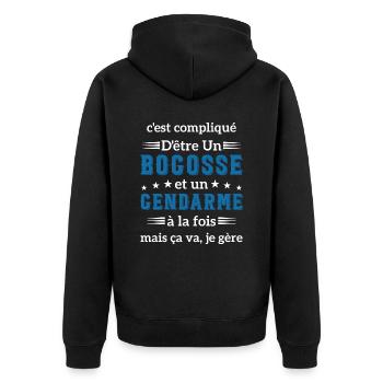 C'est compliqué d'être un bogosse et un gendarme - Veste à capuche bio Premium Unisexe - noir - Dos - Nico (187cm)