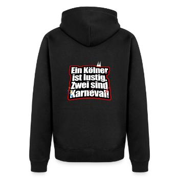 Ein Kölner Ist Lustig Zwei Sind Karneval Jeck Köln - Unisex Premium Bio Zip Hoodie - Schwarz - Hinten - Nico (187cm)