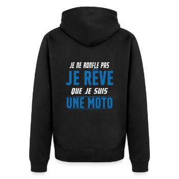 Je ne ronfle pas je rêve de moto ma passion - Veste à capuche bio Premium Unisexe - noir - Dos - Nico (187cm)