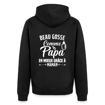 Beau Gosse Comme Papa Cadeau Maman Body Enceinte - Veste à capuche bio Premium Unisexe - noir - Dos - Nico (187cm)