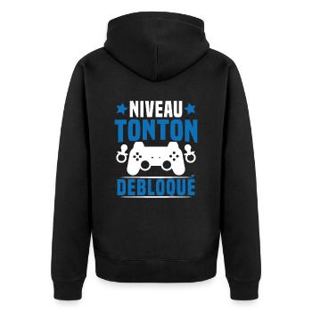 niveau tonton débloqué rétro oncle gamer geek - Veste à capuche bio Premium Unisexe - noir - Dos - Nico (187cm)