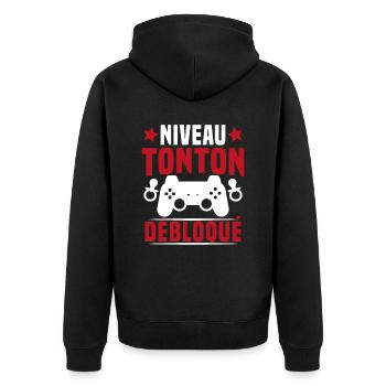niveau tonton débloqué rétro oncle gamer geek - Veste à capuche bio Premium Unisexe - noir - Dos - Nico (187cm)