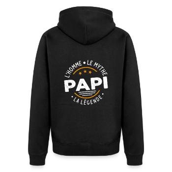 Grand-Père Papi l'Homme le Mythe la Légende Cadeau - Veste à capuche bio Premium Unisexe - noir - Dos - Nico (187cm)