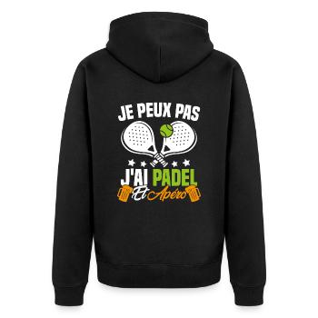 Je peux pas j'ai padel et apéro Padeliste Cadeau - Veste à capuche bio Premium Unisexe - noir - Dos - Nico (187cm)