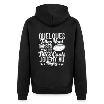 Joueur De Rugby Cool Filles Cool Jouent Au Rugby - Veste à capuche bio Premium Unisexe - noir - Dos - Nico (187cm)