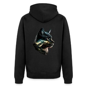 Cat Motif Art Cat Design Domestic Cat Meow Cat - Unisex Premium Organic Zip Hoodie - black - Back - Nico (187cm)