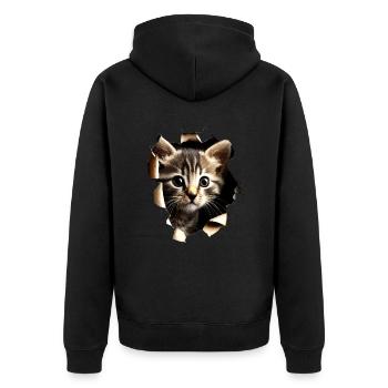 Katzen Motiv Kunst Cat Design Hauskatze Miau Katze - Unisex Premium Bio Zip Hoodie - Schwarz - Hinten - Nico (187cm)