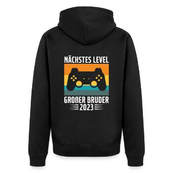 Ich Werde Großer Bruder 2023 - Veste à capuche bio Premium Unisexe - noir - Dos - Nico (187cm)