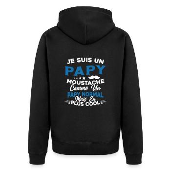 Un Papy Moustache Comme Un Papy Normal - Veste à capuche bio Premium Unisexe - noir - Dos - Nico (187cm)