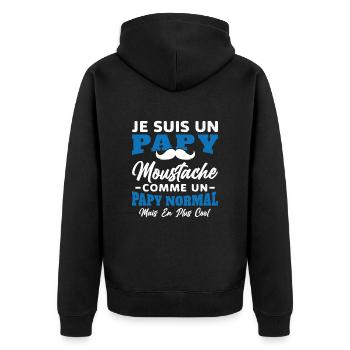 Un papy moustache comme un papy normal - Veste à capuche bio Premium Unisexe - noir - Dos - Nico (187cm)
