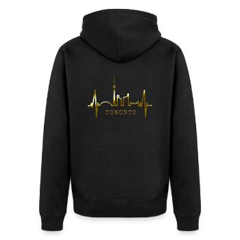 Toronto Skyline Herzschlag Kanadier I Love Kanada - Unisex Premium Bio Zip Hoodie - Schwarz - Hinten - Nico (187cm)