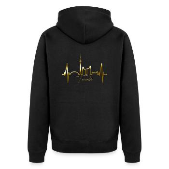Toronto Skyline Herzschlag Kanadier I Love Kanada - Unisex Premium Bio Zip Hoodie - Schwarz - Hinten - Nico (187cm)