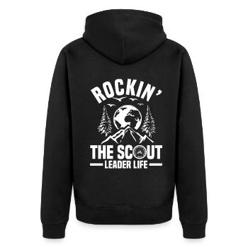Pfadfinderleiter | Pfadfinder Scouting Geschenk - Unisex Premium Bio Zip Hoodie - Schwarz - Hinten - Nico (187cm)