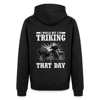 Triker - Unisex Premium Bio Zip Hoodie - Schwarz - Hinten - Nico (187cm)