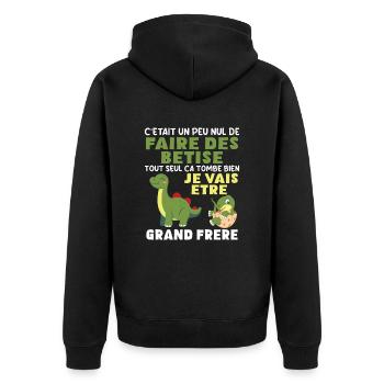 Futur Grand Frère Dinosaure Grand Frère Cadeau - Veste à capuche bio Premium Unisexe - noir - Dos - Nico (187cm)