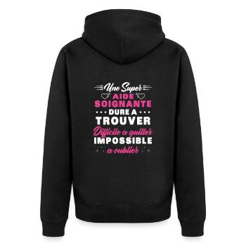 Eine tolle Pflegekraft Humorvolles Geschenk - Unisex Premium Bio Zip Hoodie - Schwarz - Hinten - Nico (187cm)