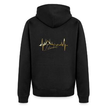 Istanbul Skyline Heartbeat Turquie J’aime Türkiye - Veste à capuche bio Premium Unisexe - noir - Dos - Nico (187cm)