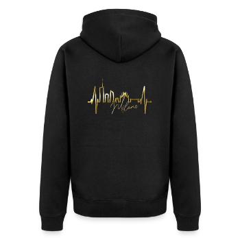 Mailand Skyline Italien Herzschlag Fan Love Milano - Unisex Premium Bio Zip Hoodie - Schwarz - Hinten - Nico (187cm)