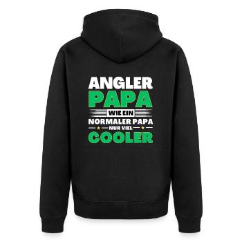 Angler Papa wie ein normaler nur viel cooler - Unisex Premium Bio Zip Hoodie - Schwarz - Hinten - Nico (187cm)