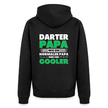 Darter Papa wie ein normaler nur viel cooler - Unisex Premium Bio Zip Hoodie - Schwarz - Hinten - Nico (187cm)