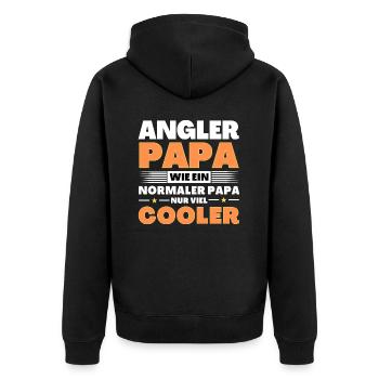 Angler Papa wie ein normaler nur viel cooler - Unisex Premium Bio Zip Hoodie - Schwarz - Hinten - Nico (187cm)