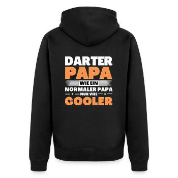 Darter Papa wie ein normaler nur viel cooler - Unisex Premium Bio Zip Hoodie - Schwarz - Hinten - Nico (187cm)
